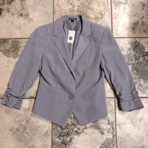 NWT Express 3/4 Rouged Sleeve Gray Blazer